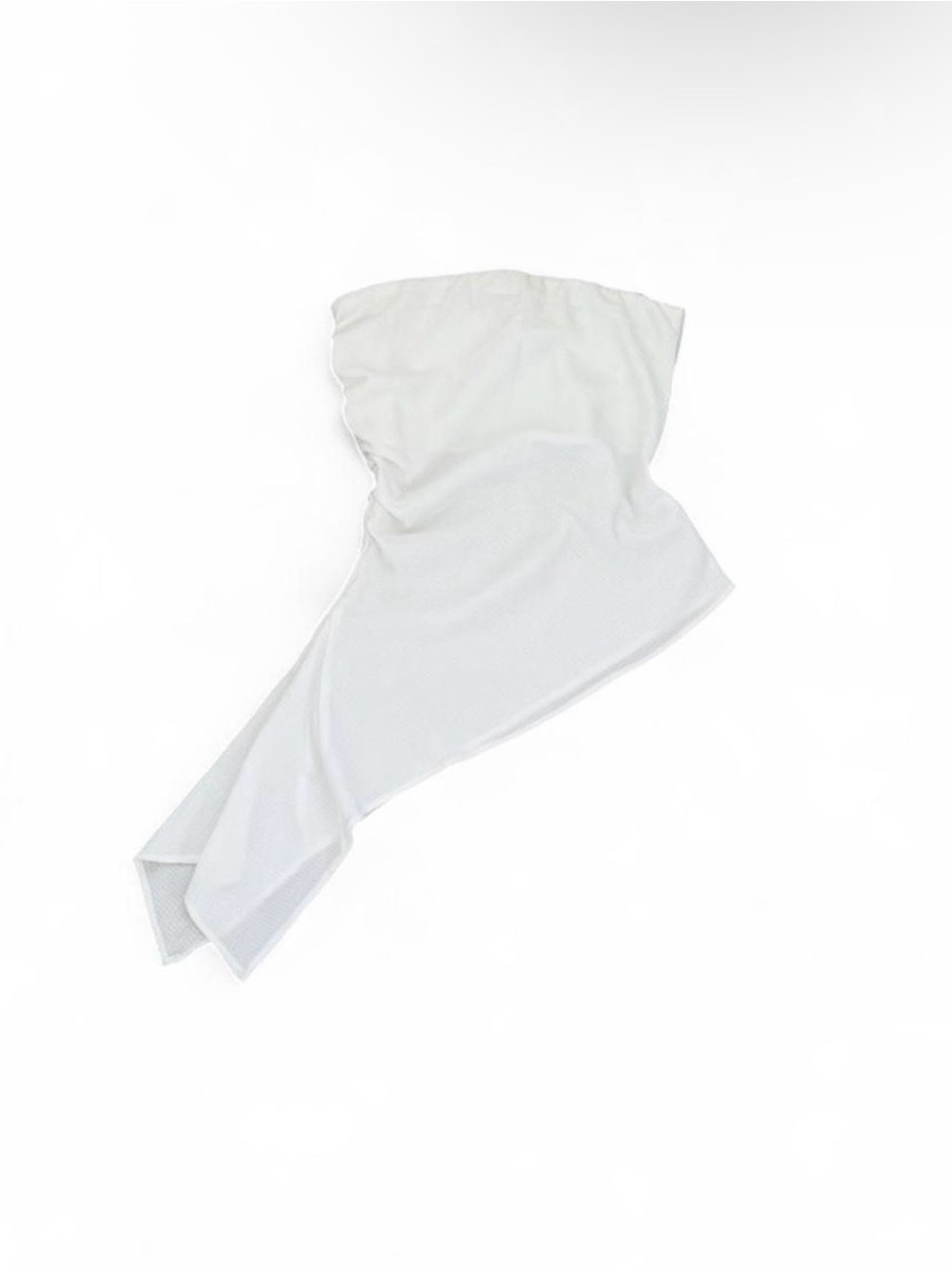 Asymmetric White Strapless Draped Blouse